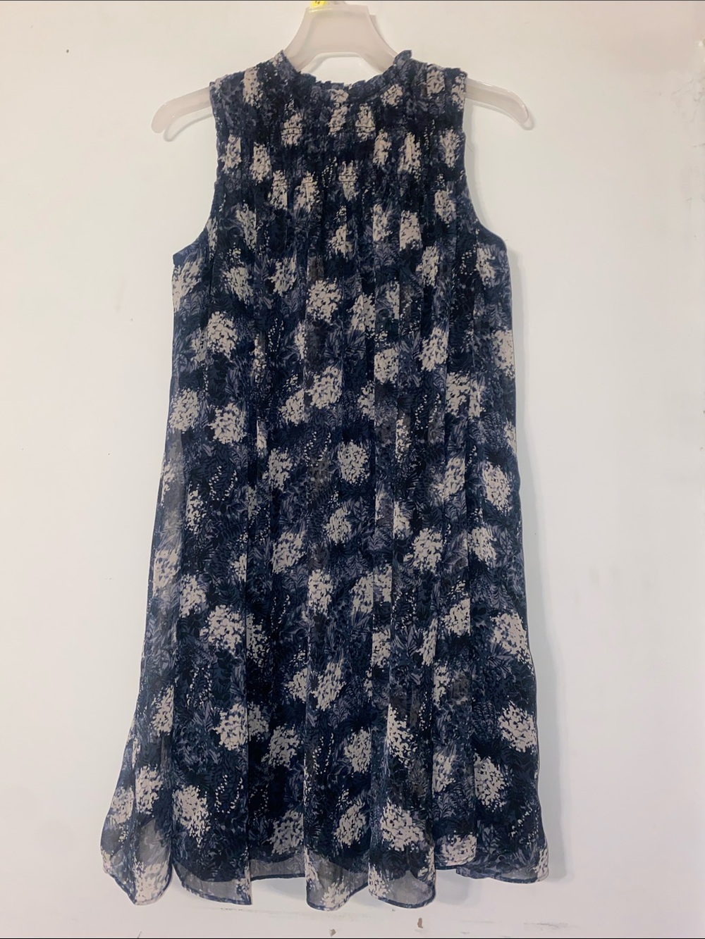 Joie Navy and White Floral Sleeveless Chiffon Dress